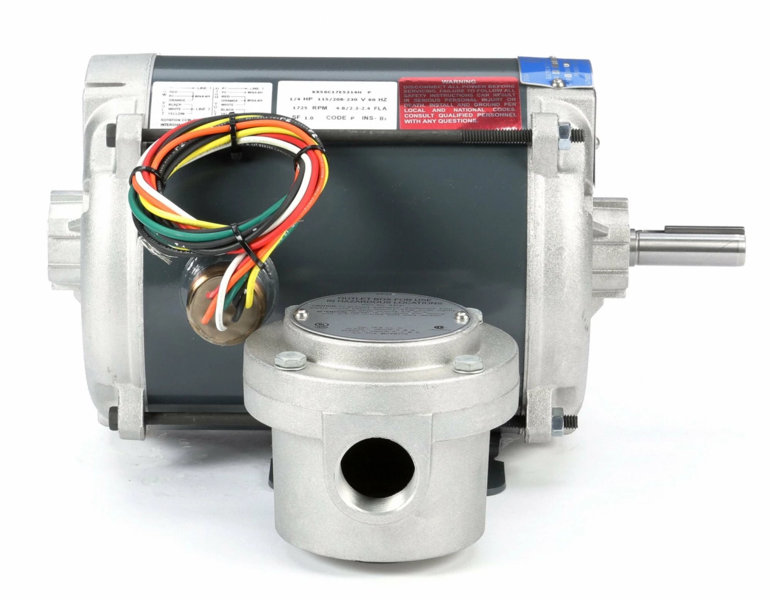 Marathon Motors 1/4 HP Hazardous Location Motor,Capacitor-Start,1725 Nameplate RPM,115/208-230 Voltage,Frame 56 - 056C17E5314 - Image 4