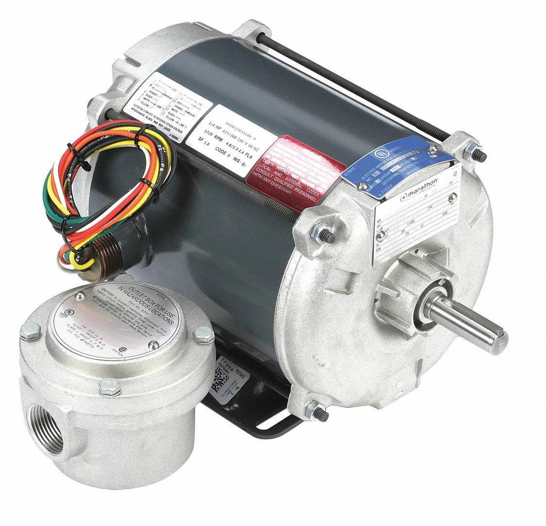 Marathon Motors 1/4 HP Hazardous Location Motor,Capacitor-Start,1725 Nameplate RPM,115/208-230 Voltage,Frame 56 - 056C17E5314