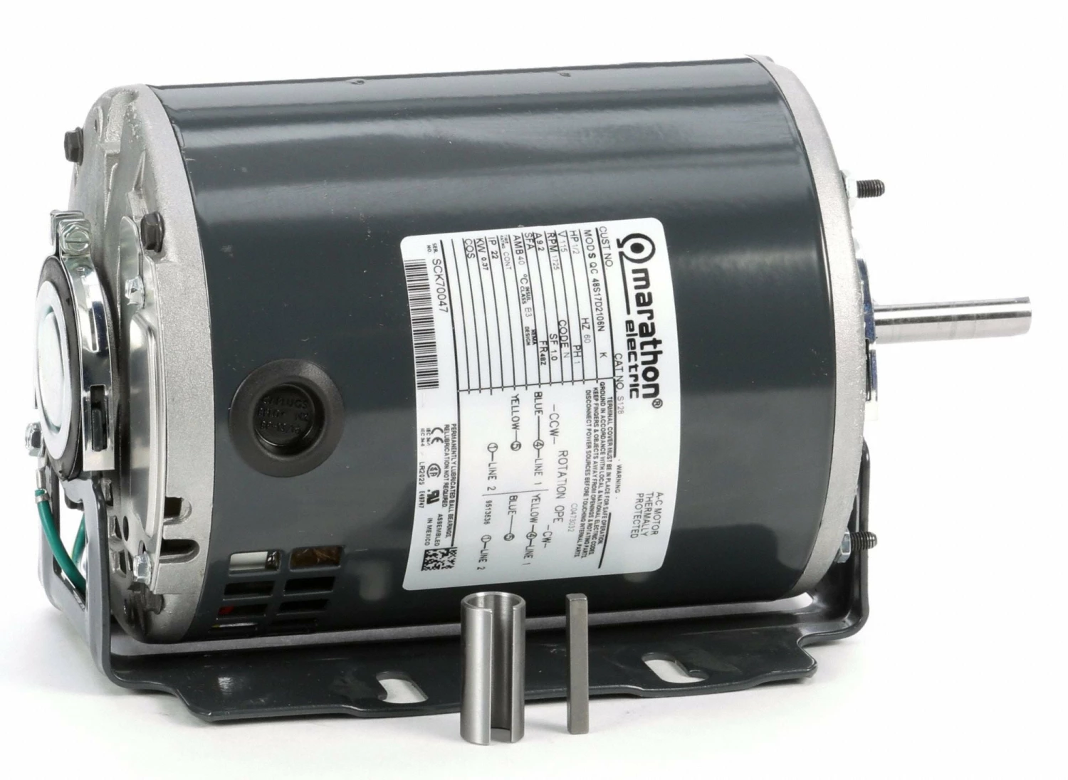 Marathon Motors 1/2 HP, General Purpose Motor, Split-Phase, 1725 Nameplate RPM, 115 Voltage, 48Z Frame - 048S17D2106 - Image 2