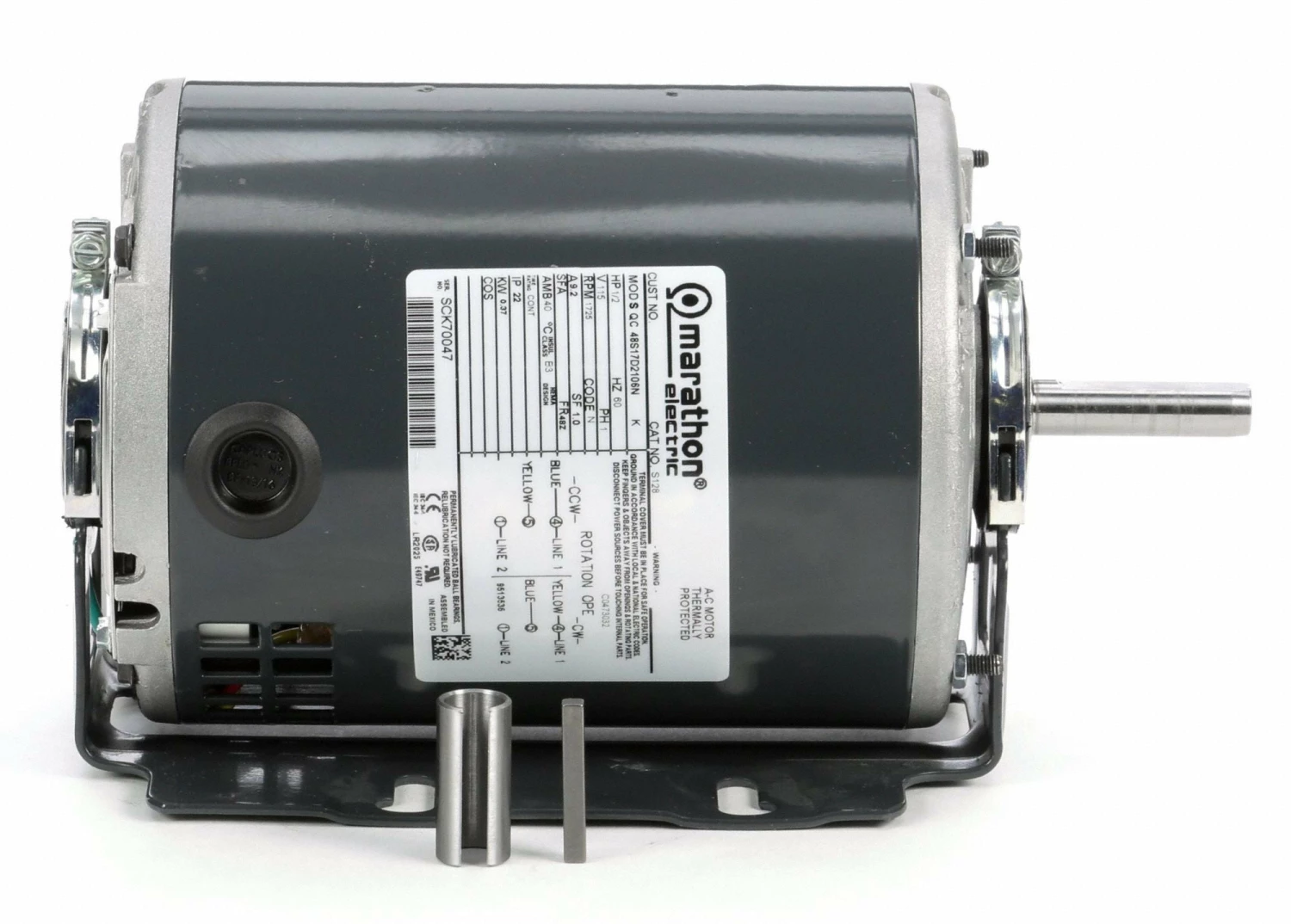 Marathon Motors 1/2 HP, General Purpose Motor, Split-Phase, 1725 Nameplate RPM, 115 Voltage, 48Z Frame - 048S17D2106 - Image 4