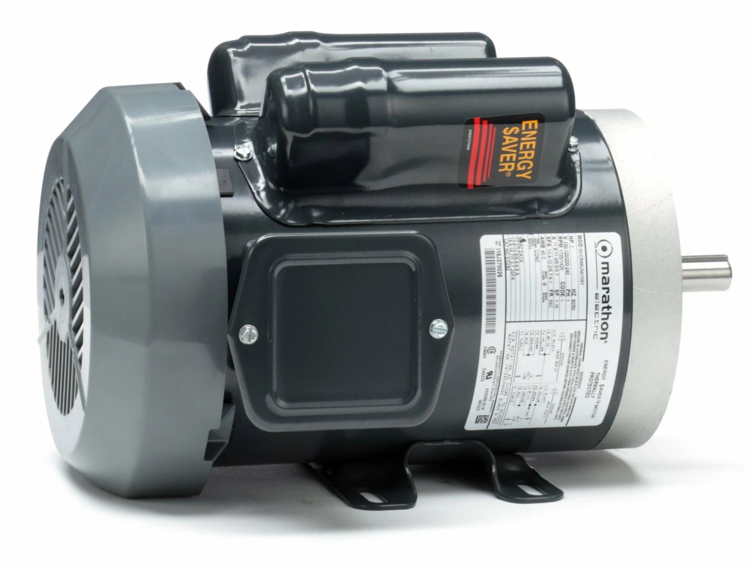 Marathon Motors 1 HP, General Purpose Motor, Capacitor-Start, 1725/1425 Nameplate RPM, 120/240 Voltage - 5KCR49UN0106Y - Image 2