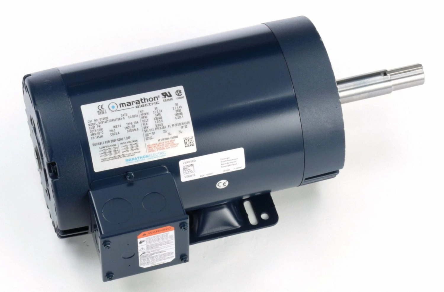 Marathon Motors 3 HP Close-Coupled Pump Motor,3-Phase,3490 Nameplate RPM,208-230/460 Voltage,145JM - 145TTDR6013 - Image 2