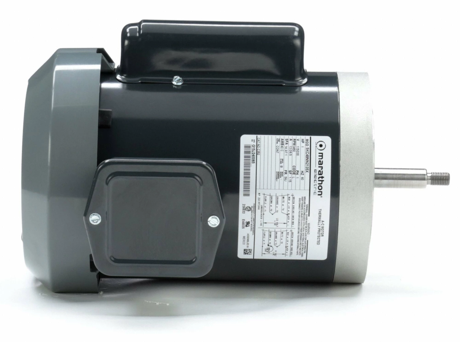 Marathon Motors 1 HP Jet Pump Motor, Capacitor-Start, 3450 Nameplate RPM, 115/230 Voltage, 56J Frame - 5KC49NN2135X - Image 4