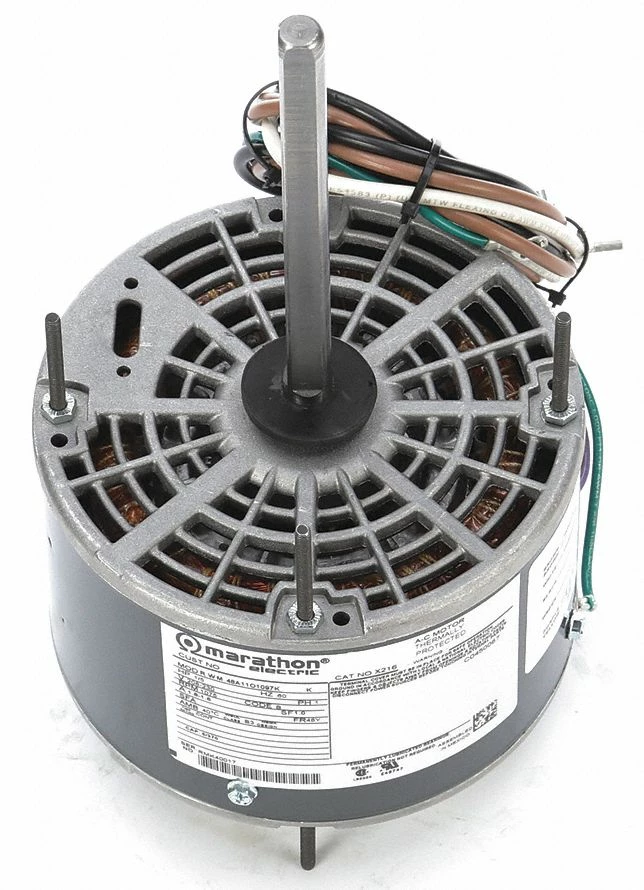 Marathon Motors 1/5 HP Direct Drive Blower Motor, Permanent Split Capacitor, 1075 Nameplate RPM, 208-230 Voltage - 048A11O1097