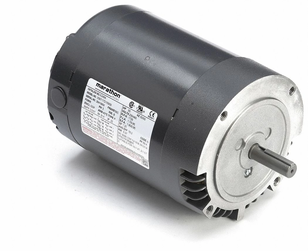 Marathon Motors 1/2 HP, General Purpose Motor, 3-Phase, 1725 Nameplate RPM, 230/460 Voltage, 56C Frame - 056T17D15909
