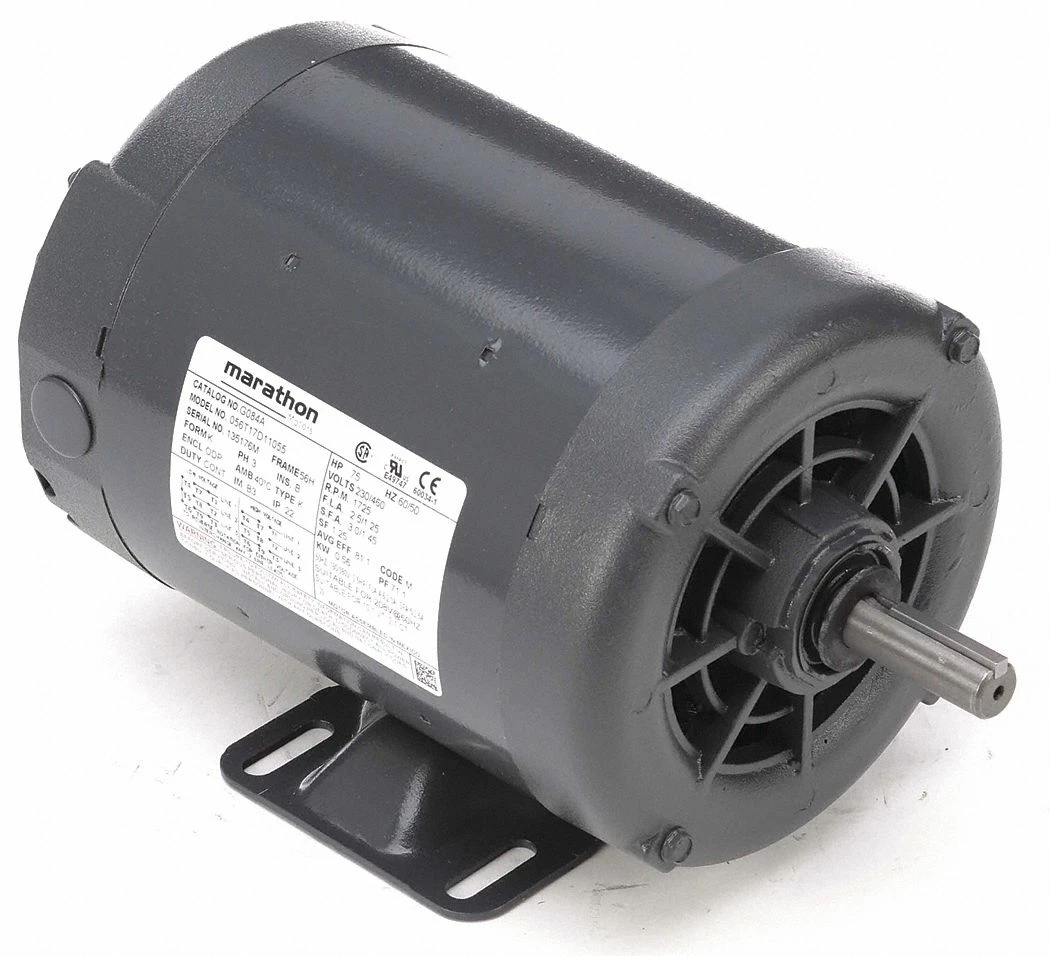 Marathon Motors 3/4 HP, General Purpose Motor, 3-Phase, 1725 Nameplate RPM, 230/460 Voltage, 56 Frame - 056T17D11055