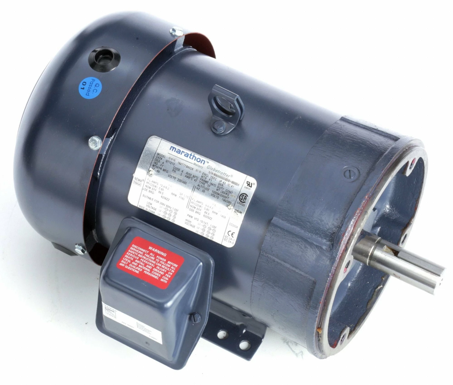 Marathon Motors 5 HP, General Purpose Motor, 3-Phase, 1760 Nameplate RPM, 230/460 Voltage, 184TC Frame - 184TTFBD6028 - Image 2