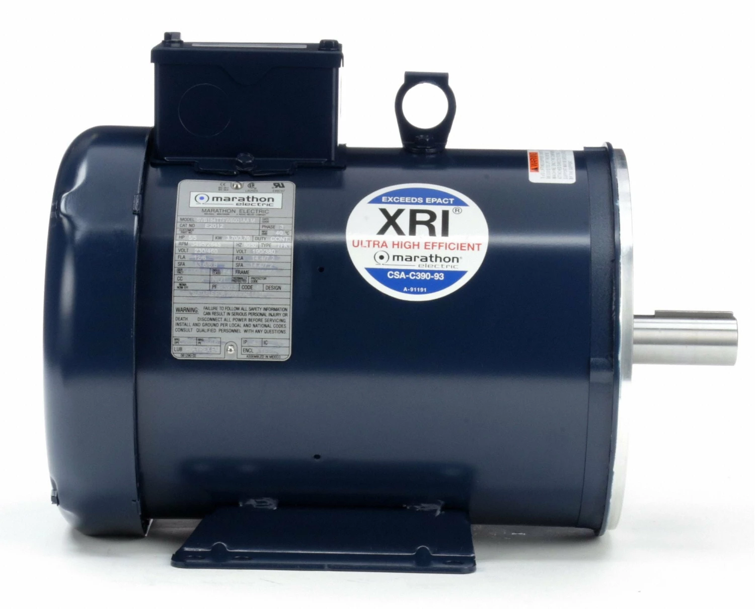 Marathon Motors 5 HP, General Purpose Motor, 3-Phase, 3495 Nameplate RPM, 230/460 Voltage, 184TC Frame - 184TTFW6001 - Image 3