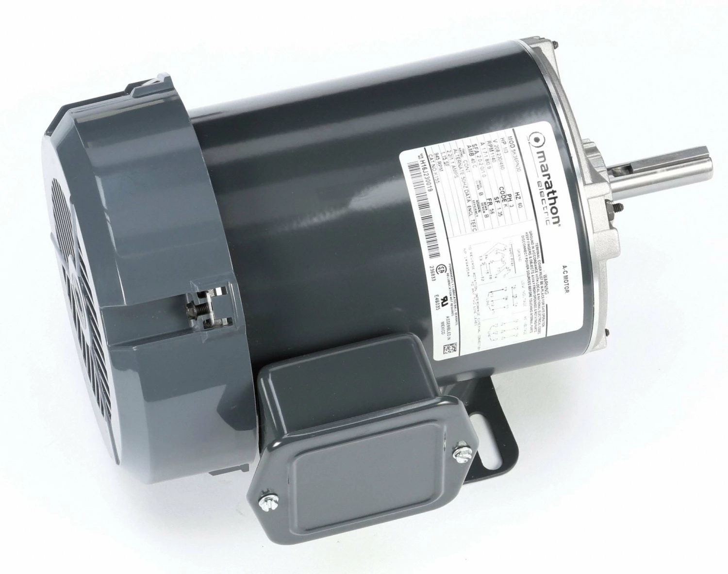 Marathon Motors 1/3 HP, General Purpose Motor, 3-Phase, 1140 Nameplate RPM, 208-230/460 Voltage, 56 Frame - 5K36PN30 - Image 2